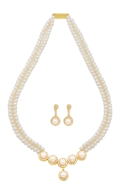 Fresh water white colour seed pearl set