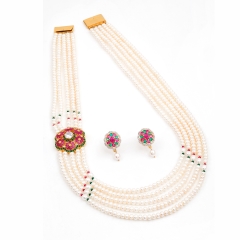 Beautiful Floral Brooch long Necklace set JH3988