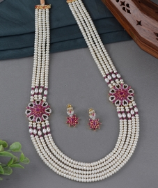 Beautiful Floral Brooch long Necklace set jph0545