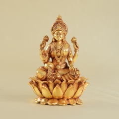 Gold plated silver lakshmi idol