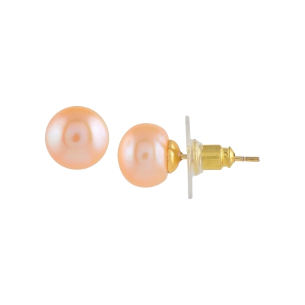 Classic Peach Color Pearl Necklace Set
