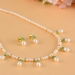 Pearl Necklace Set with Green Highlights