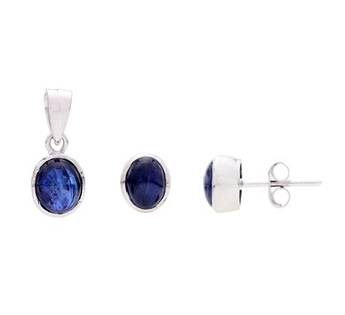 Blue Sapphire Berry Earrings & Pendant