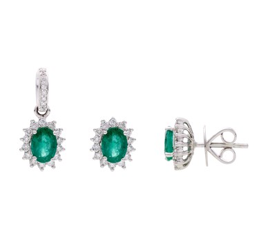 Emerald & Diamonds Sunlit Stud Earrings & Pendant