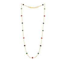 Ruby, Emerald, Sapphire & Pearl Pebble Necklace