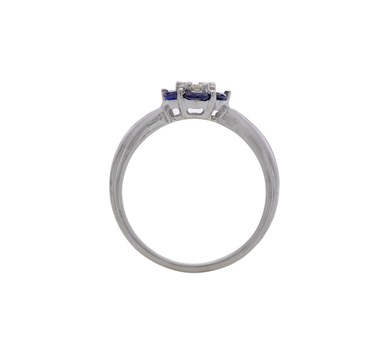 Blue Sapphire & Diamonds Floral Finger Ring