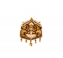 Antique Gold with diamond pendant featuring Goddess Lakshmi
