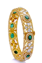 Gorgeous Bangles with Polki Diamonds and Emeralds