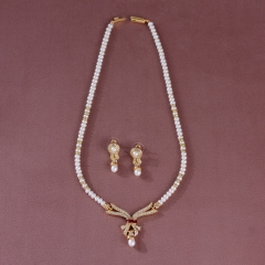 Pearls Necklace set with Earrings in White czs | JH3370