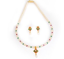 Pearls Multicolor CZ  Necklace & Earrings