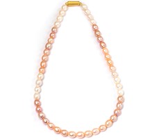 pinkish, whitish fresh water pearls necklace
